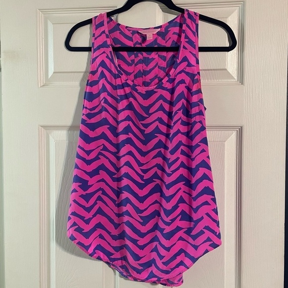 Lilly Pulitzer Cosmos Silk Purple and Pink Tank Top - Picture 1 of 6